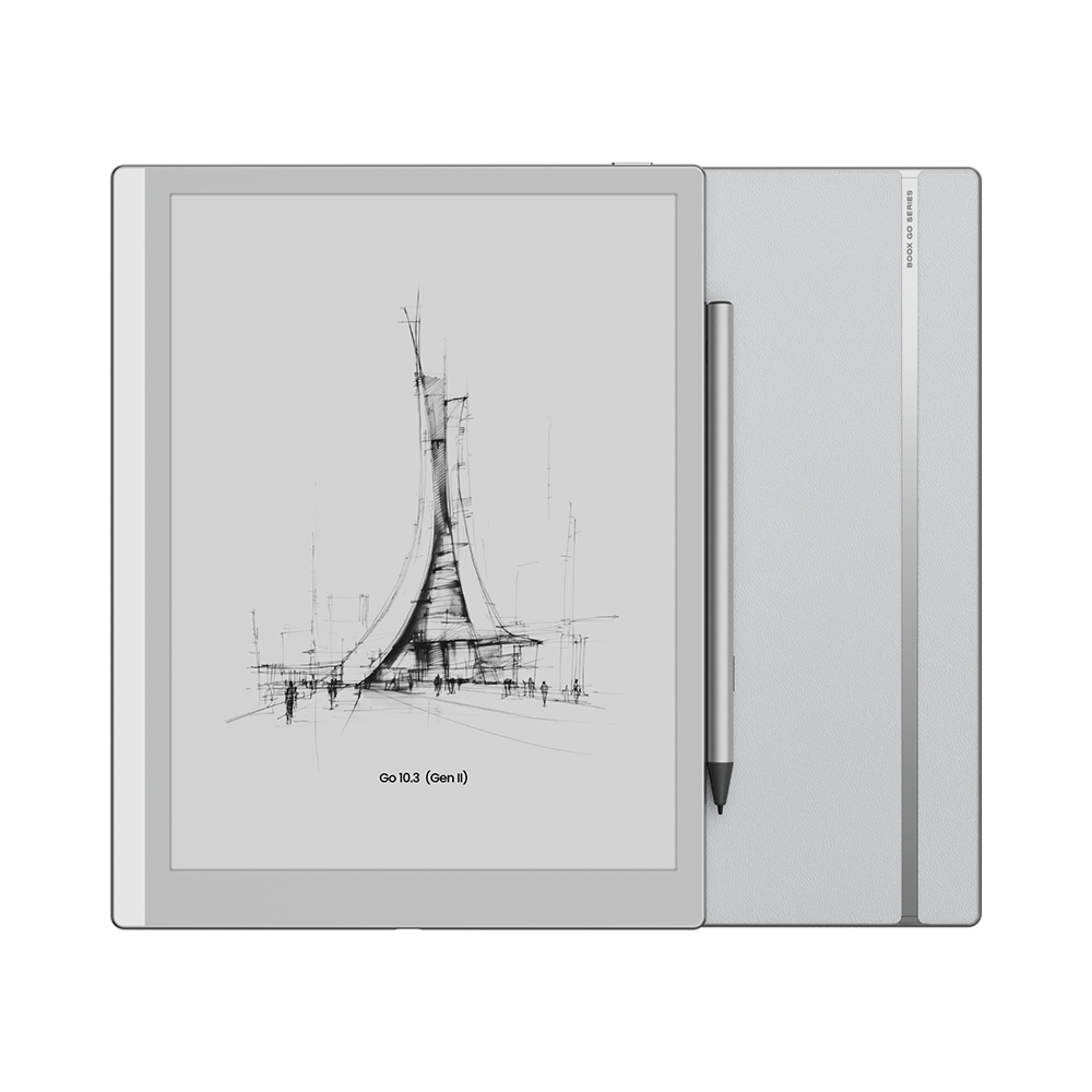 Un lector de libros electrónicos con lápiz muestra un boceto arquitectónico.