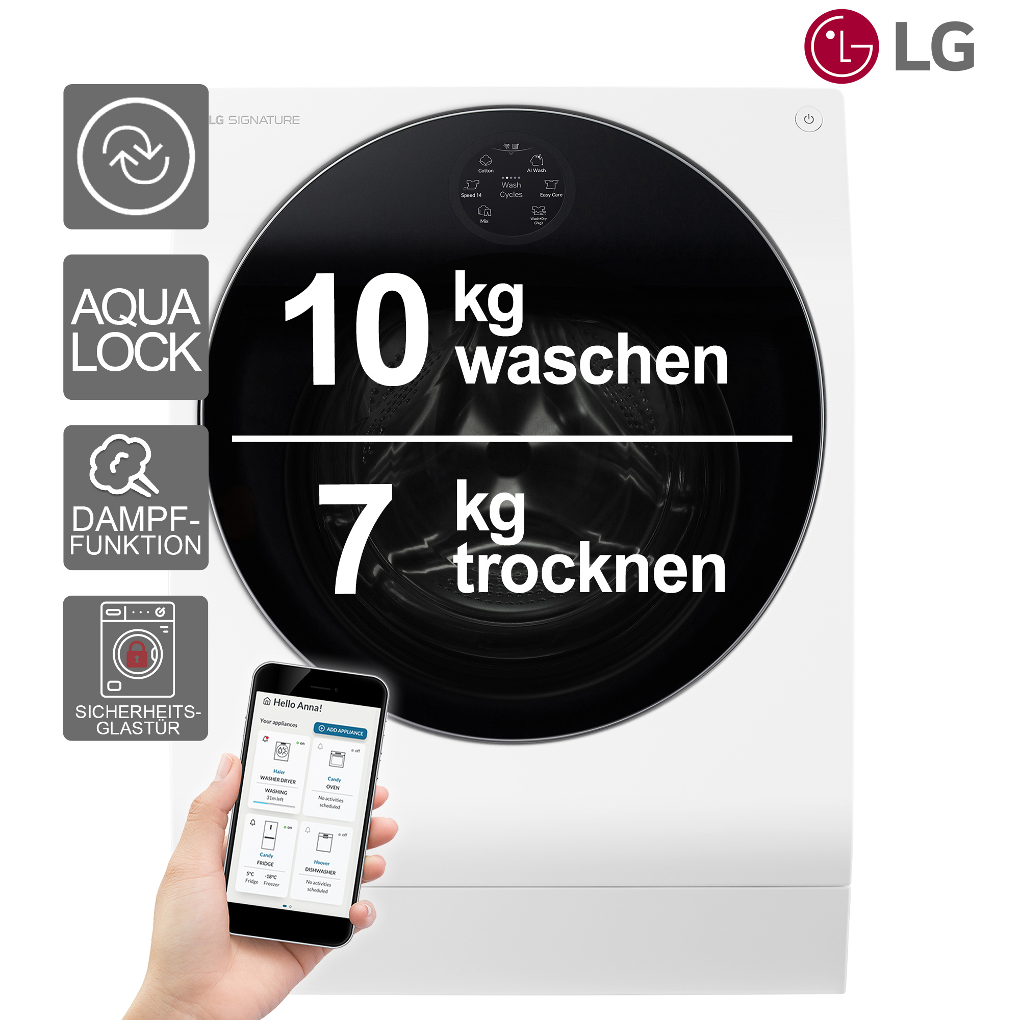 LG LSWD099X Waschtrockner (10 kg / 7 kg