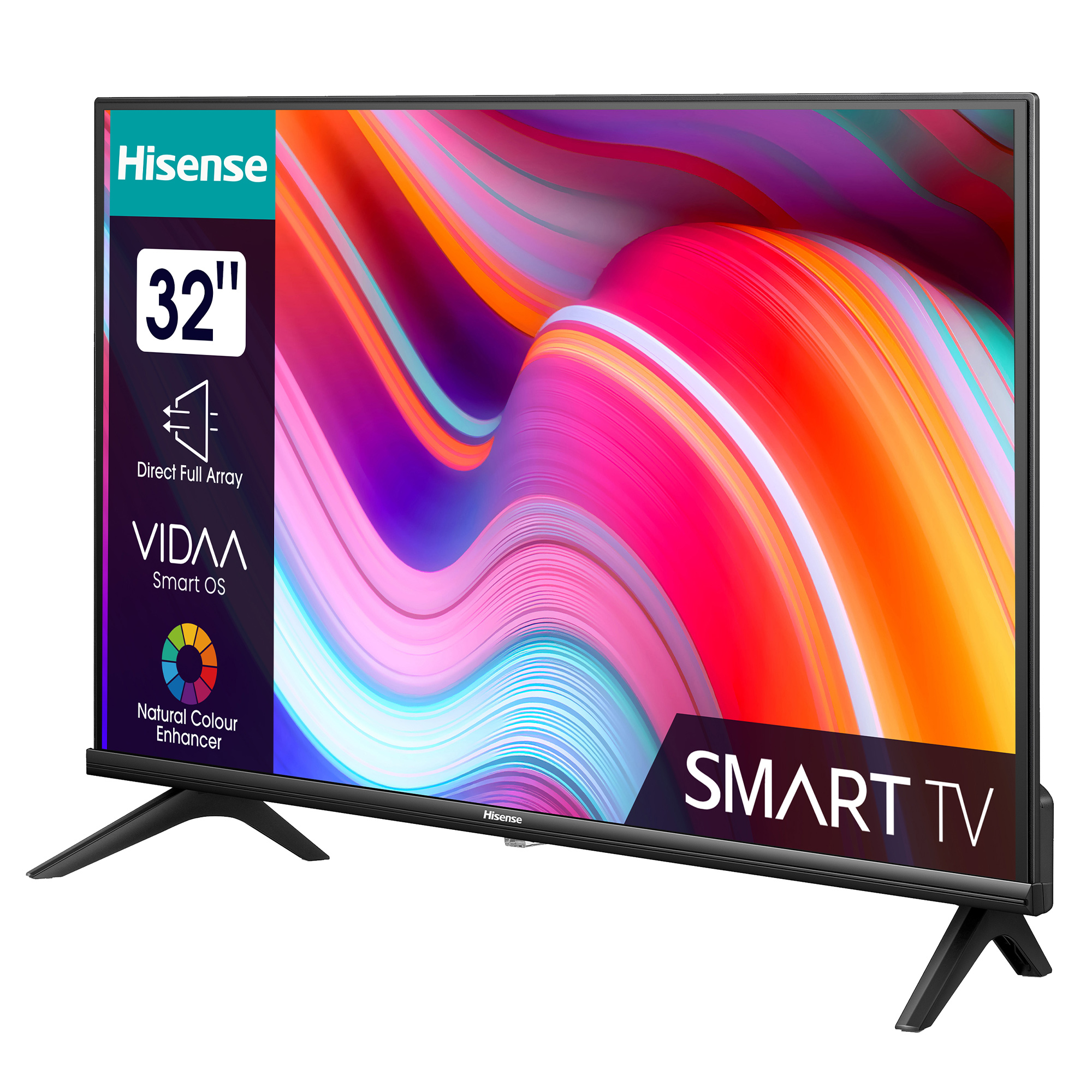 Ein 32-Zoll-Hisense-Smart-TV mit VIDAA OS und Direct Full Array.