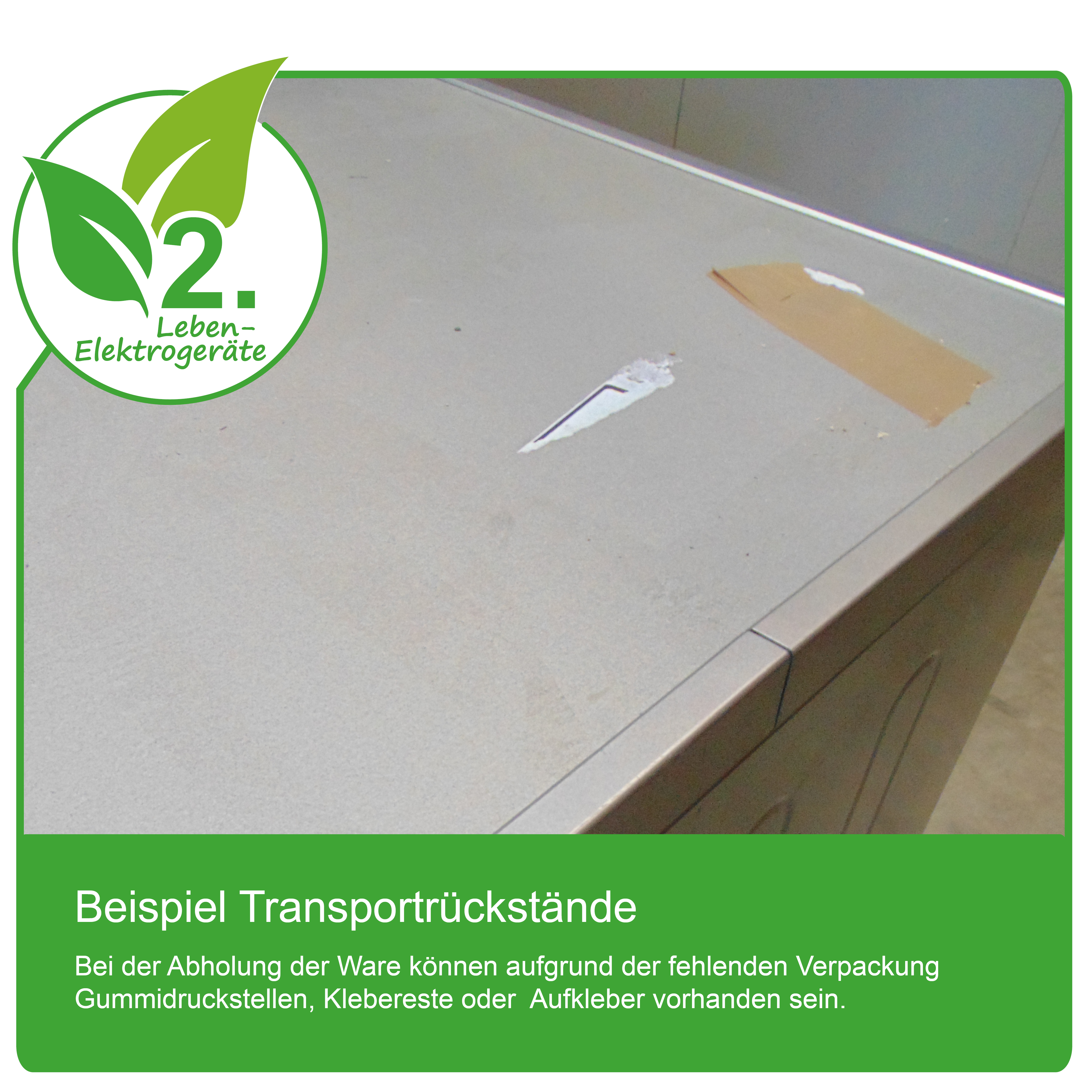Graues Gerät mit Kleberesten und einem beige-farbenen Klebeband.