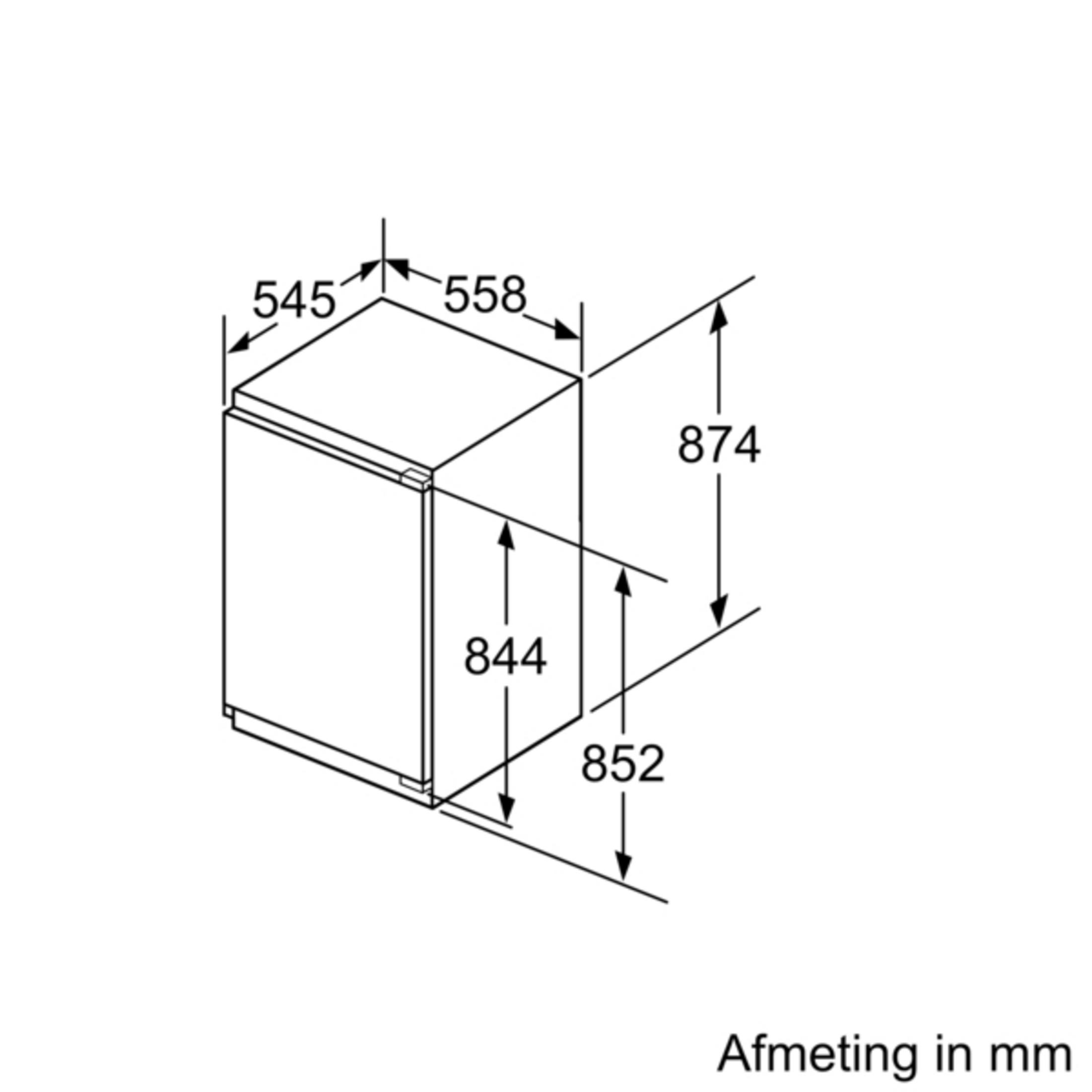 Technical drawing of an appliance with dimensions in mm.