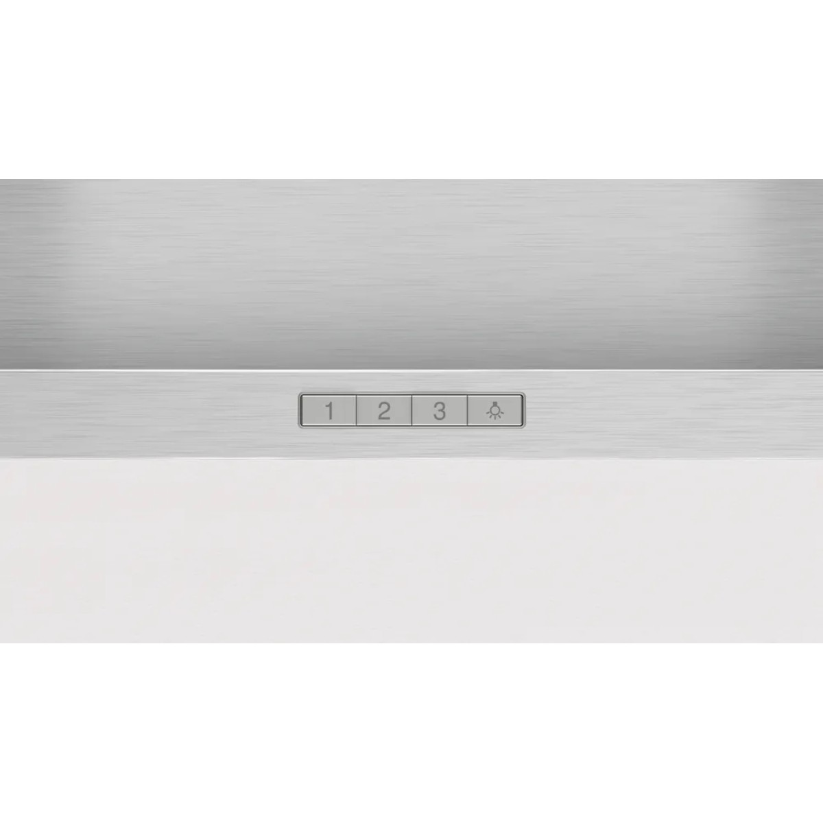 Pannello di controllo di una cappa: numeri 1, 2, 3 e icona luce.