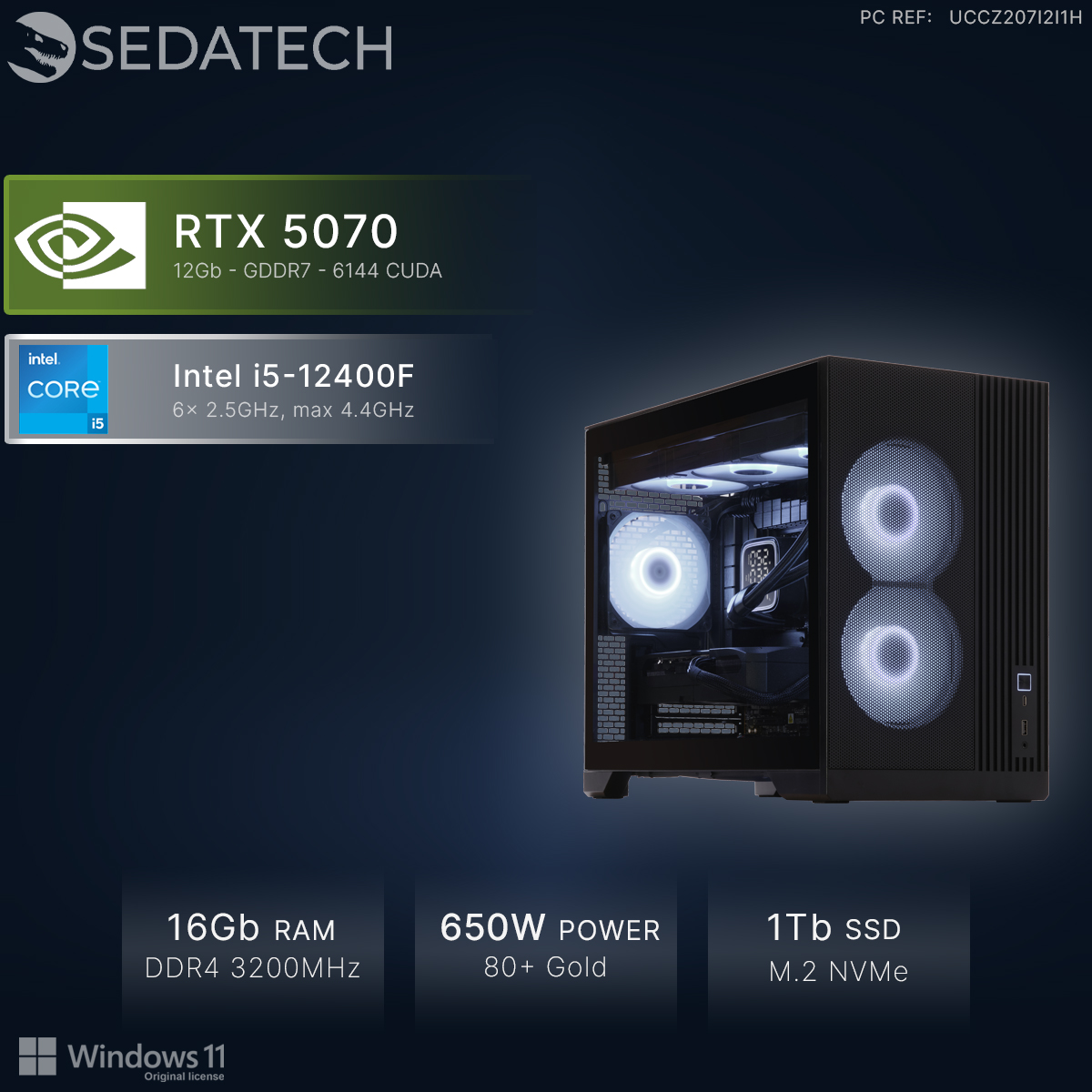 PC Gaming RTX 5070, Intel i5, 16GB RAM, PSU 650W, SSD 1TB.