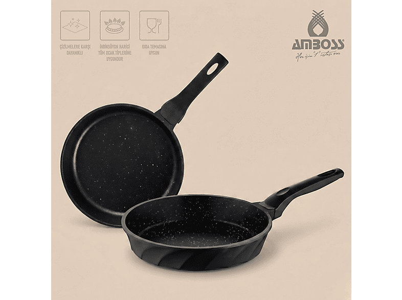 AMBOSS Manifest 2 Parça Döküm Titanyum Kaplama 18-22 cm Tava Seti Siyah