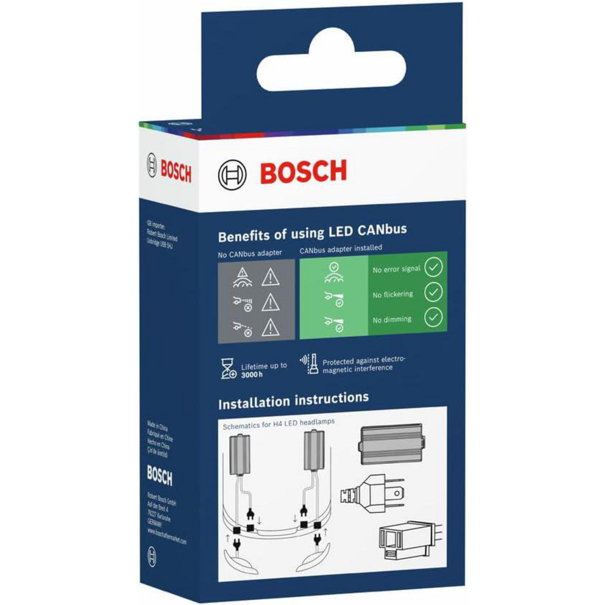 Bosch LED CANbus Adapter Box mit Installationsanleitung und Vorteilen.