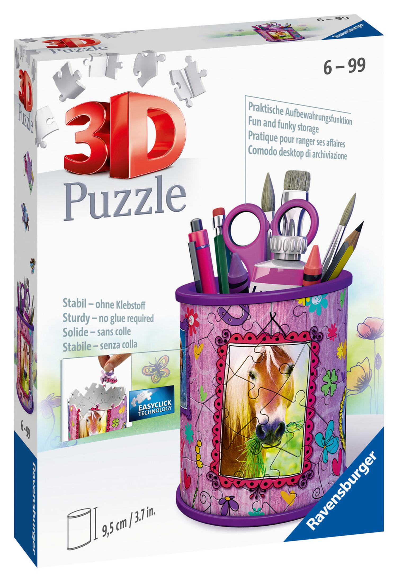 3D Puzzle Box mit Pferdemotiv und Schreibwarenhalter. 6-99.