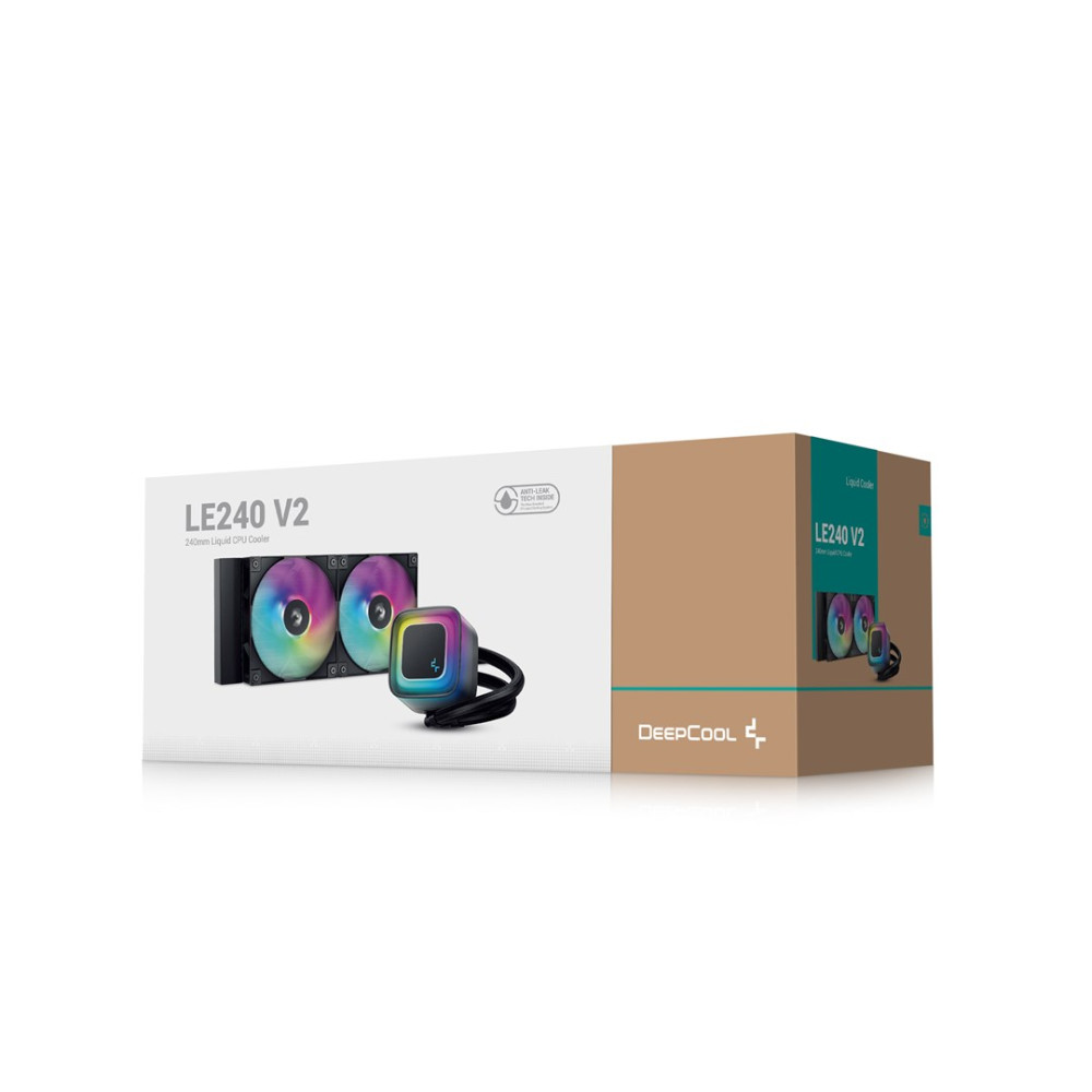 Deepcool LE240 V2 CPU soğutucu kutusu fanlar ve pompa ile.