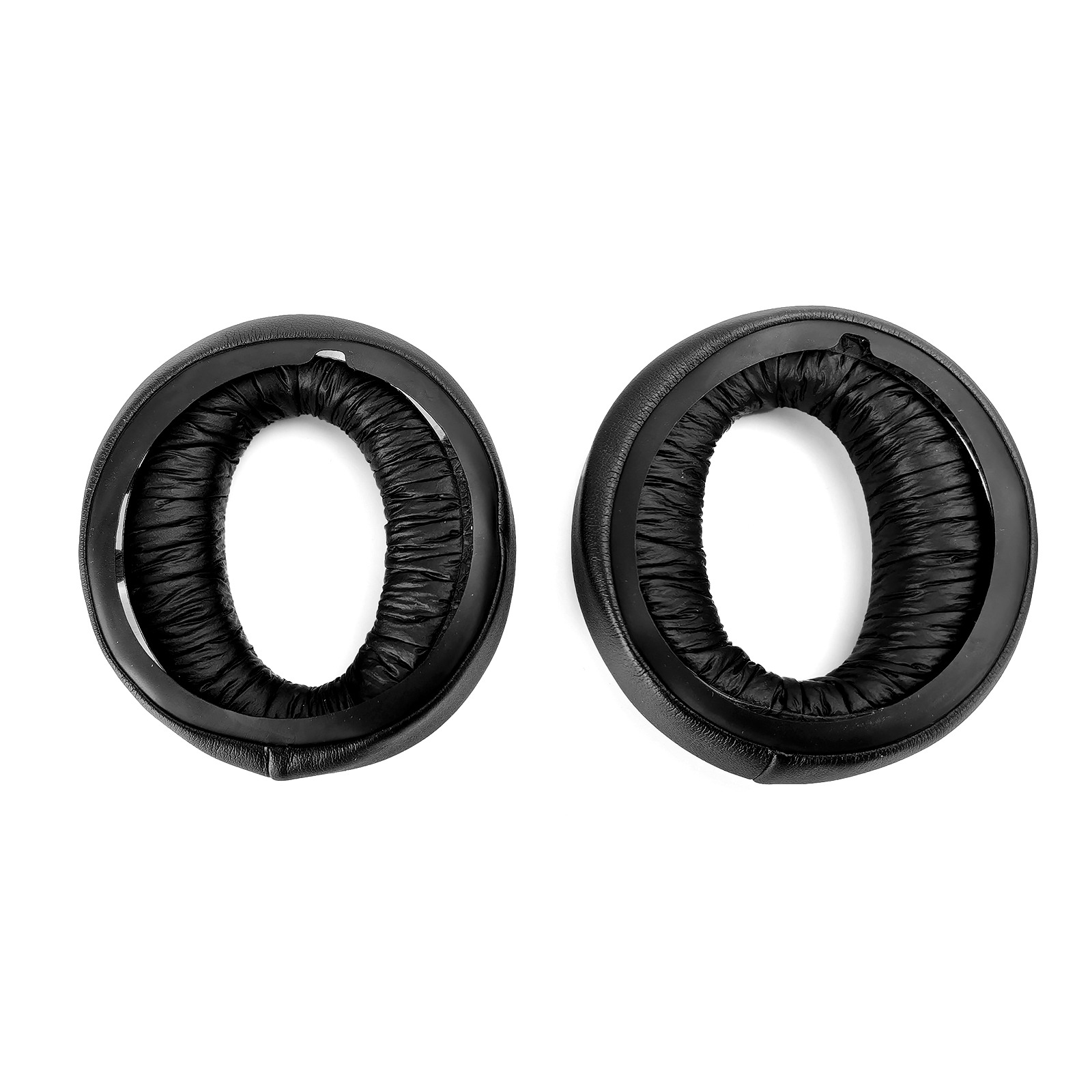 Deux coussinets noirs pour casque côte à côte sur fond blanc.