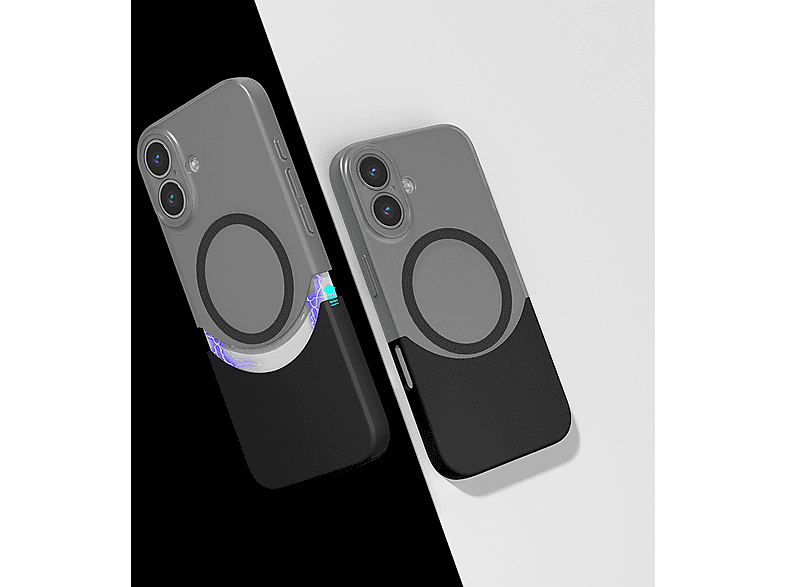 LOPARD iPhone 16 Plus Uyumlu Şarj Özellikli Mıknatıslı Duble Kapak Telefon Kılıfı Siyah