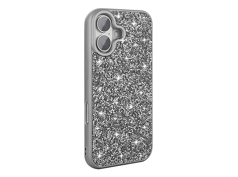 LOPARD iPhone 16 Uyumlu Parlak Taşlı Tasarım Pırlanta Kapak Telefon Kılıfı Gri