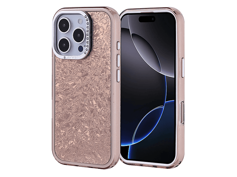 LOPARD iPhone 16 Pro Uyumlu Taşlı Tasarım Kapi Kapak Telefon Kılıfı Altın