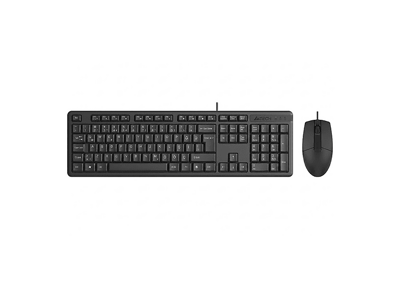 A4TECH KR-3330S Q Türkçe USB Multimedya Sessiz Kablolu Klavye ve Mouse Seti Siyah