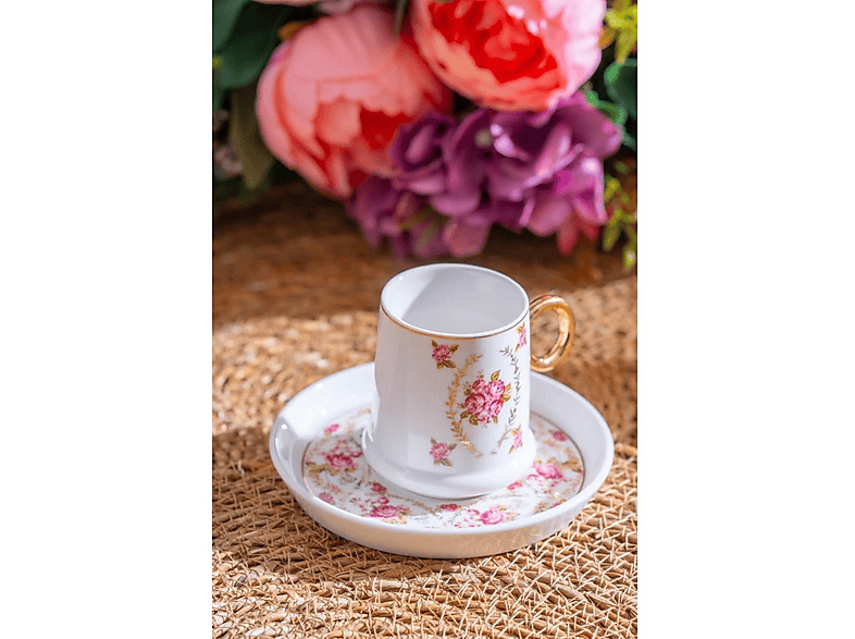 ACAR Terra Rosa 6 Kişilik - 90 ml MX-07171 Porselen Kahve Fincanı Takımı