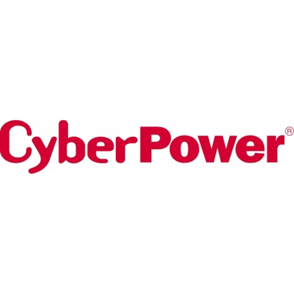 Napis CyberPower w kolorze czerwonym na białym tle.