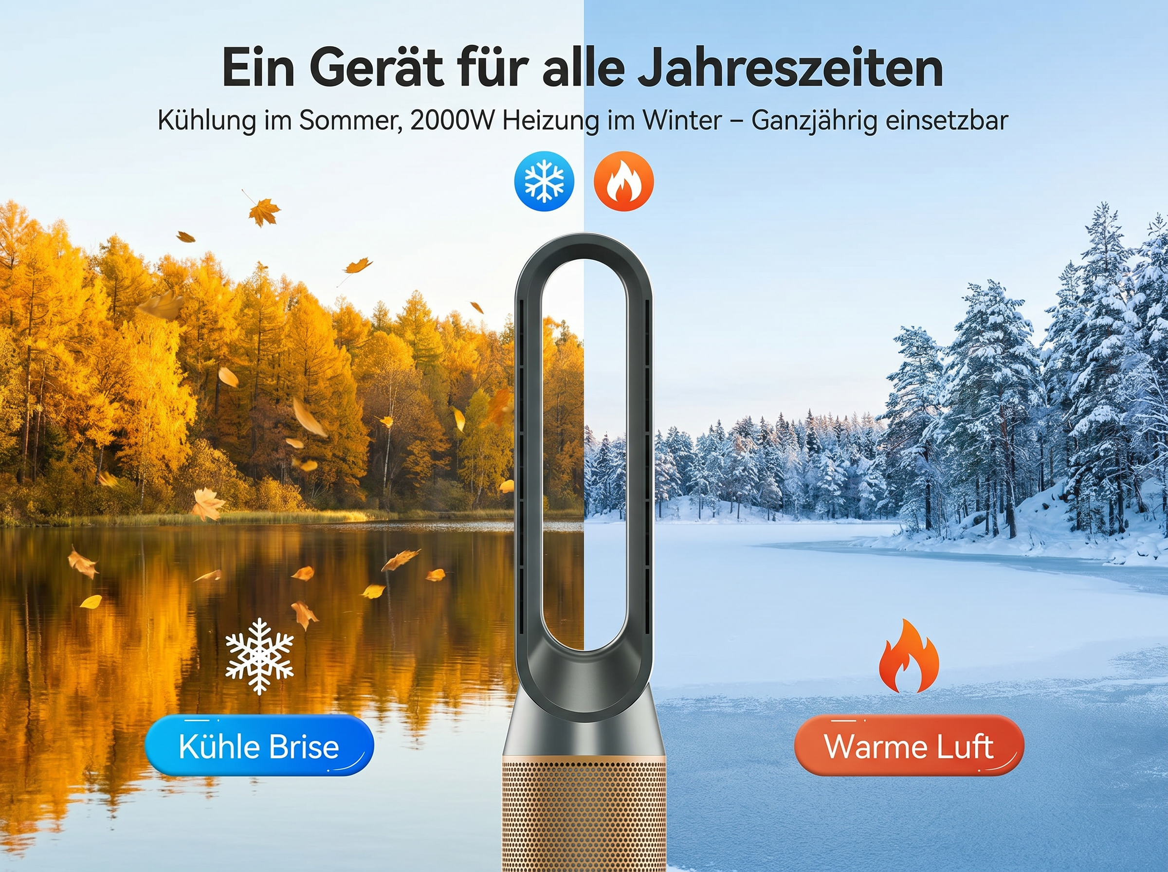 Ein Gerät für alle Jahreszeiten: Kühlung im Sommer, Heizung im Winter.