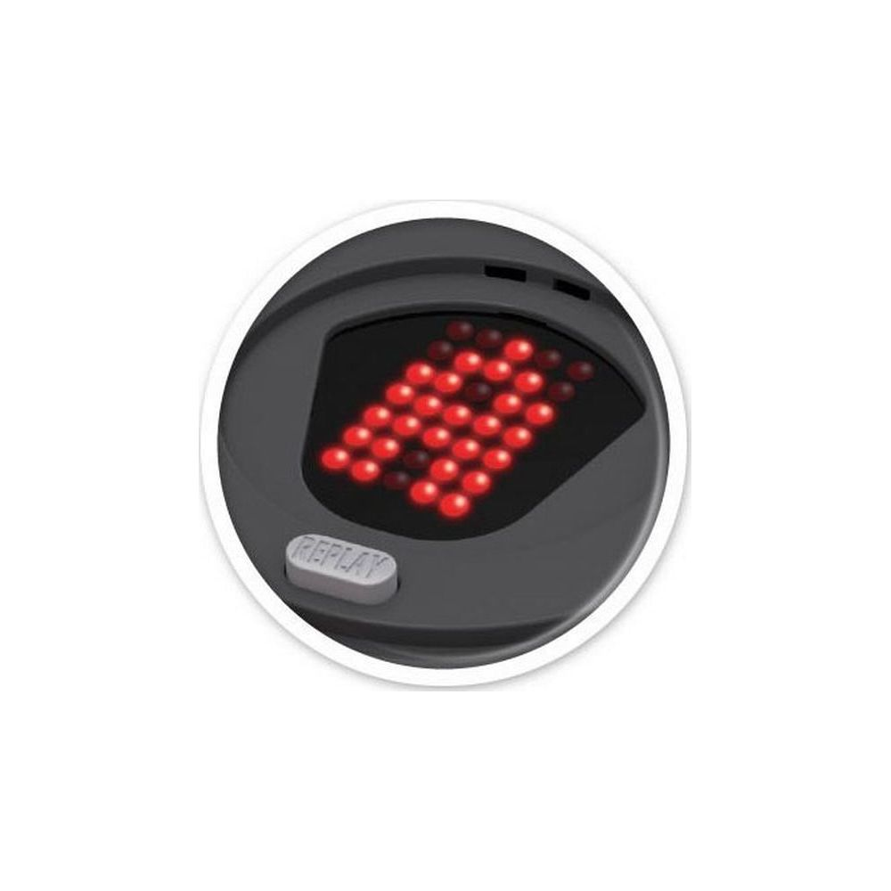 Appareil gris avec écran LED rouge et bouton REPLAY.