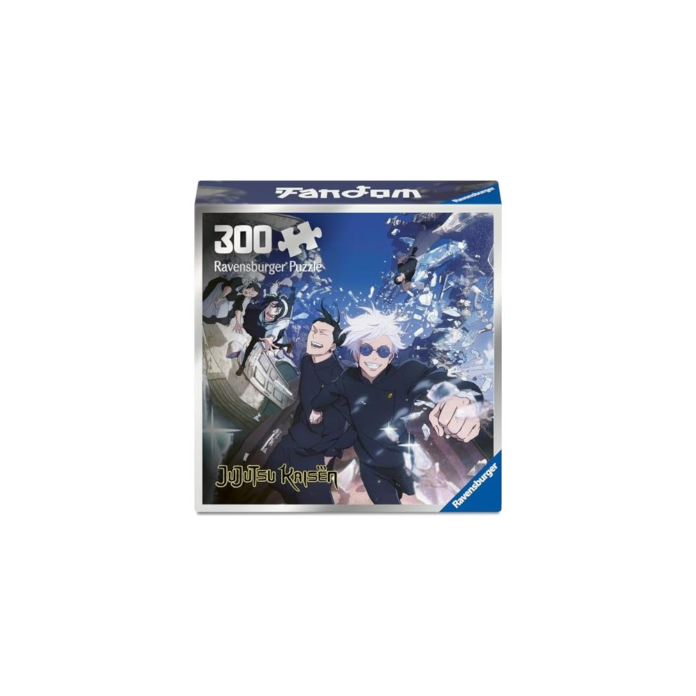 Puzzle Ravensburger da 300 pezzi Jujutsu Kaisen con personaggi in stile anime.