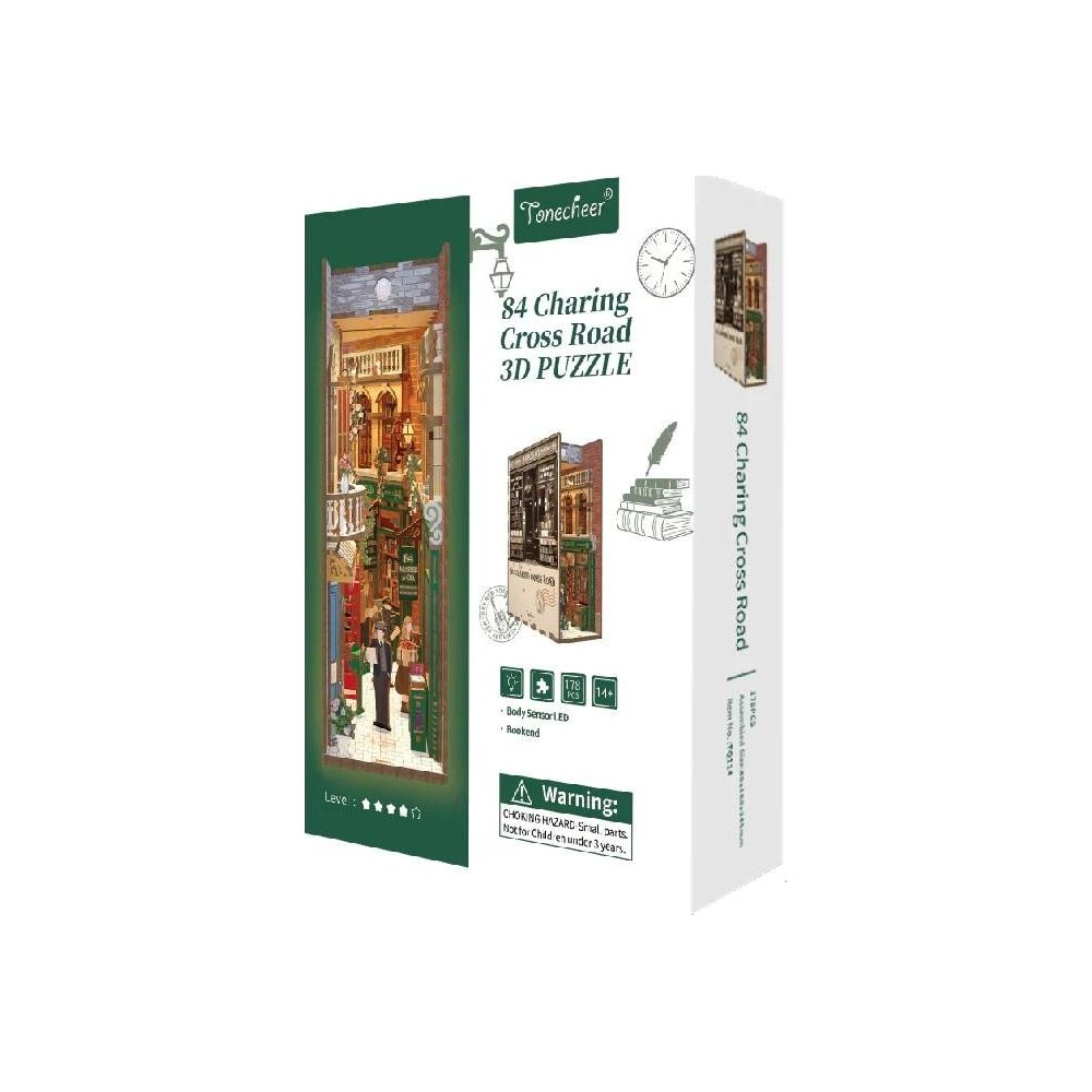 Verpackung für ein 3D-Puzzle namens 84 Charing Cross Road.