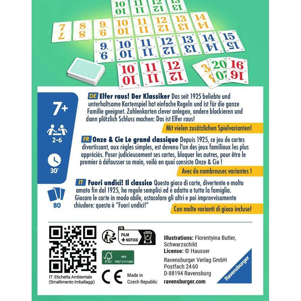 Carte da gioco con numeri e istruzioni in tedesco, francese, italiano.