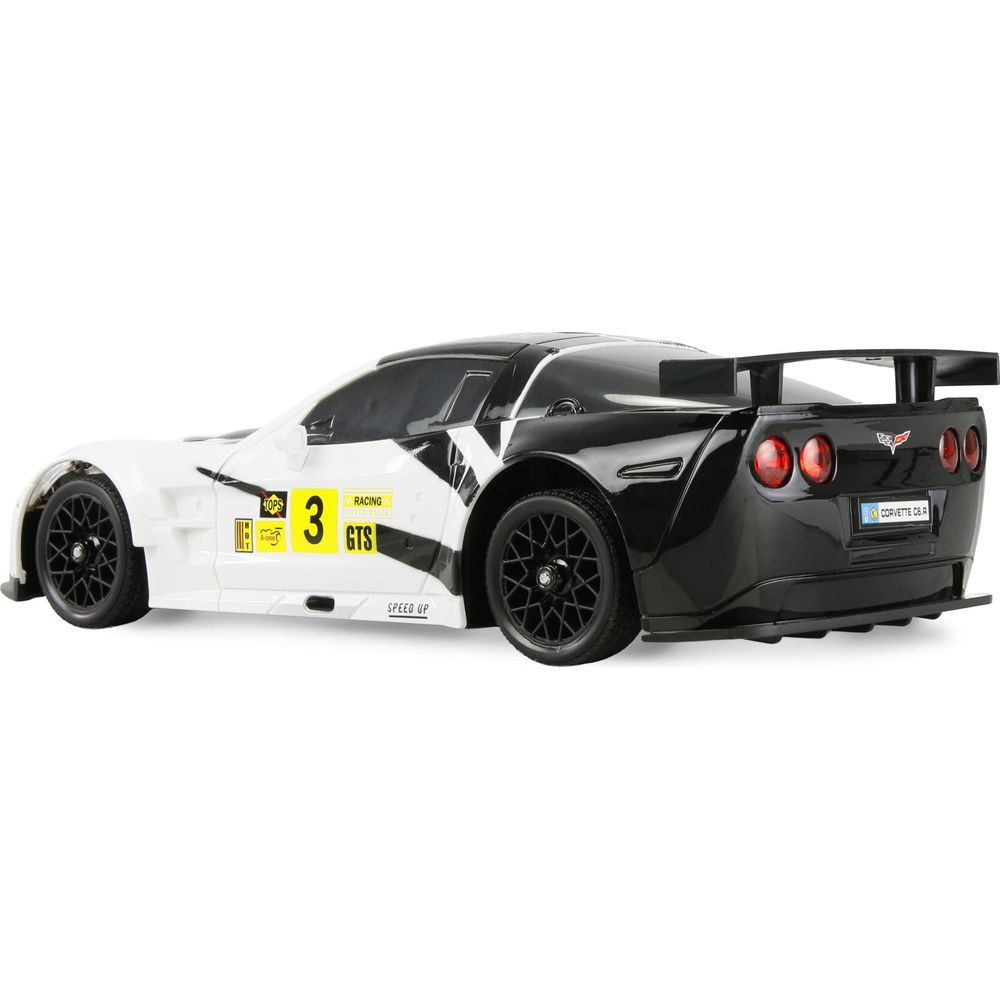 Ein weiß-schwarzes Corvette-Spielzeugauto mit der Nummer 3 und 