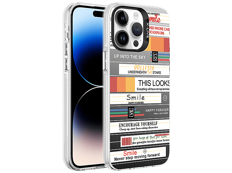 LOPARD iPhone 14 Pro Max Uyumlu Desenli Sert Kapak Mottolar Telefon Kılıfı Gümüş