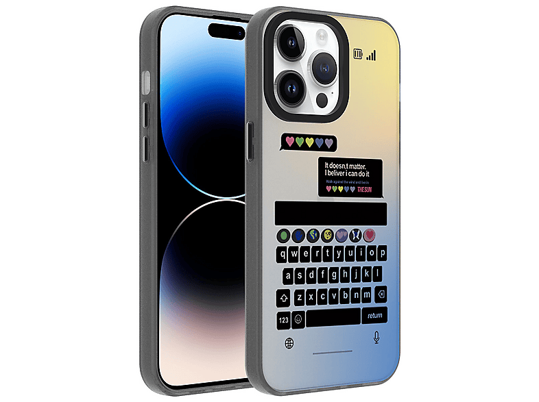 LOPARD iPhone 14 Pro Max Uyumlu Desenli Dragon Sert Kapak Klavye Telefon Kılıfı Çok Renkli