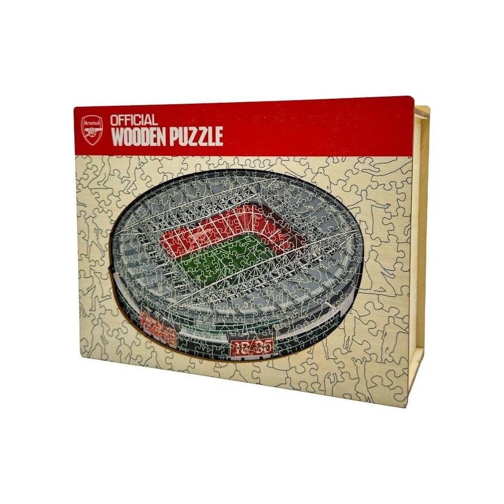 Arsenal offizielles Holzpuzzle eines Stadions mit rotem und grünem Feld.