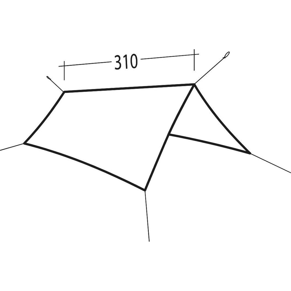 Uno schema di una tenda con dimensioni 310.