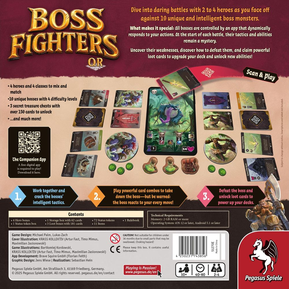 Spielbrett mit Karten, Charakteren und Monstern für ein Brettspiel mit App-Anbindung.