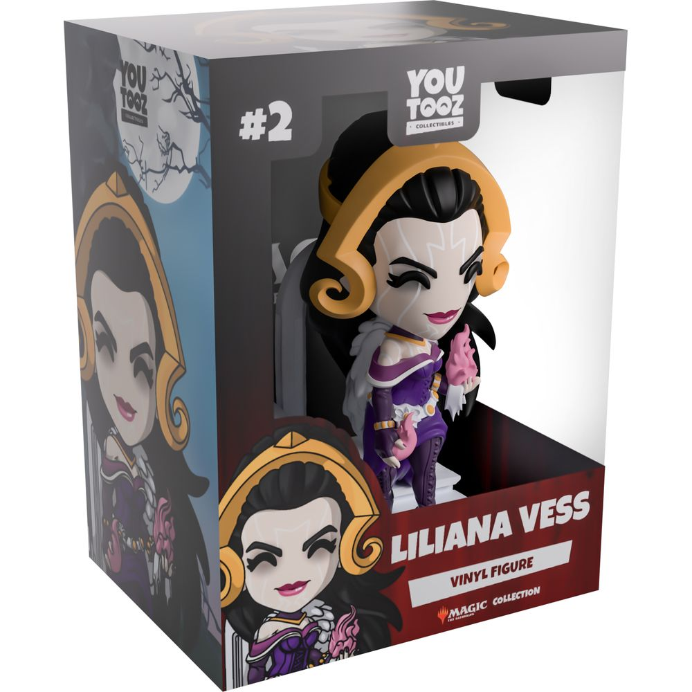 Liliana Vess Vinylfigur in einer YouTooz-Box. Figur trägt violette und goldene Kleidung.