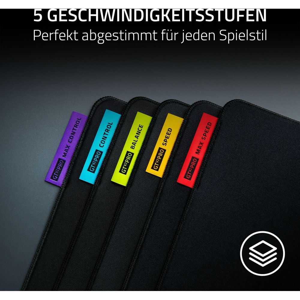 Fünf Geschwindigkeitsstufen für jeden Spielstil mit farbigen Bändern.