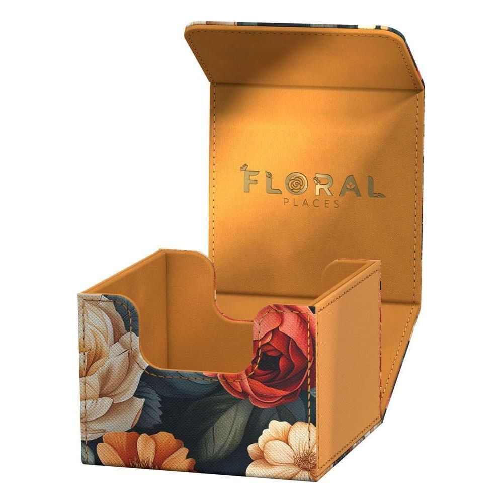Une boîte marron ouverte avec un motif floral et le logo 'Floral Places'.