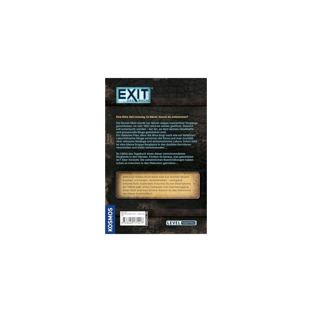 EinEXIT Spielbuchcover mit dunklem Hintergrund, Hellgrauer Schrift.