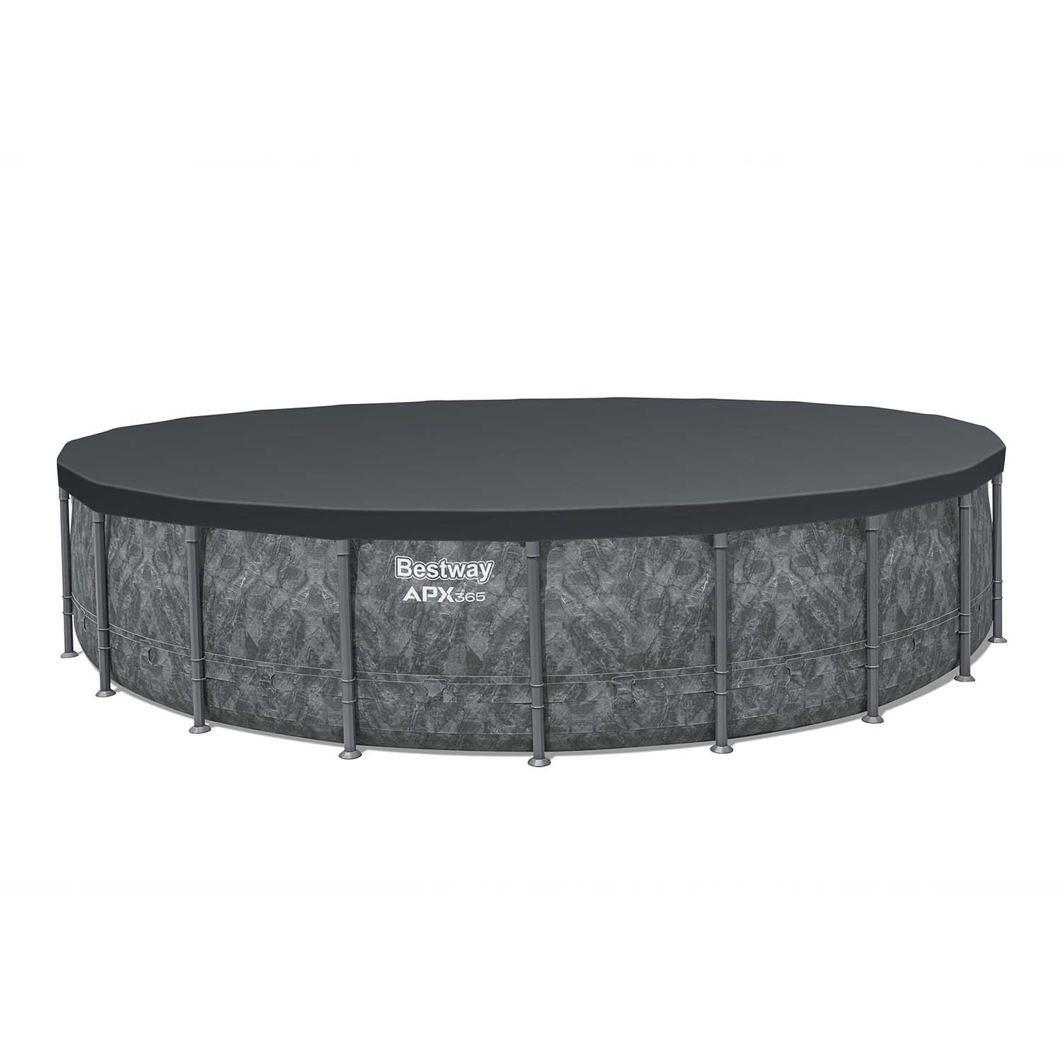 Szary basen Bestway APX365 z okrągłą pokrywą.