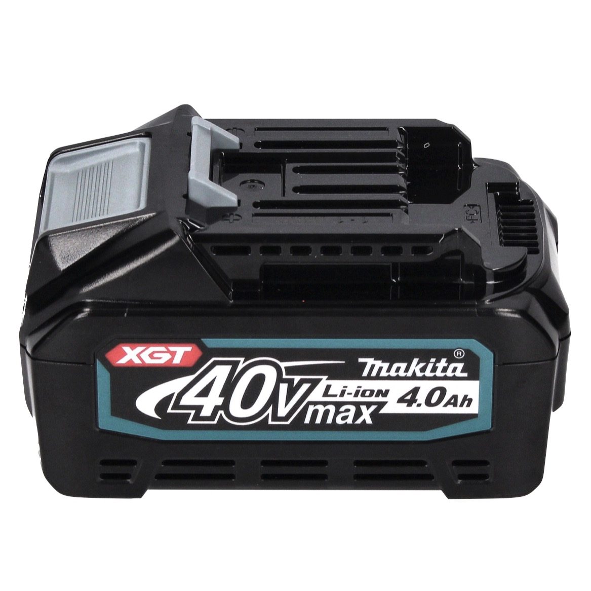 Schwarzer Makita 40V max Li-Ion Akku, 4.0Ah, mit XGT-Label.