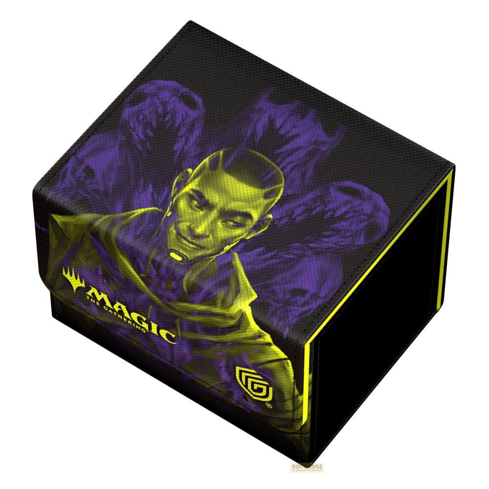 Boîte noire avec des fantômes violets et un homme en jaune. Logo Magic The Gathering.