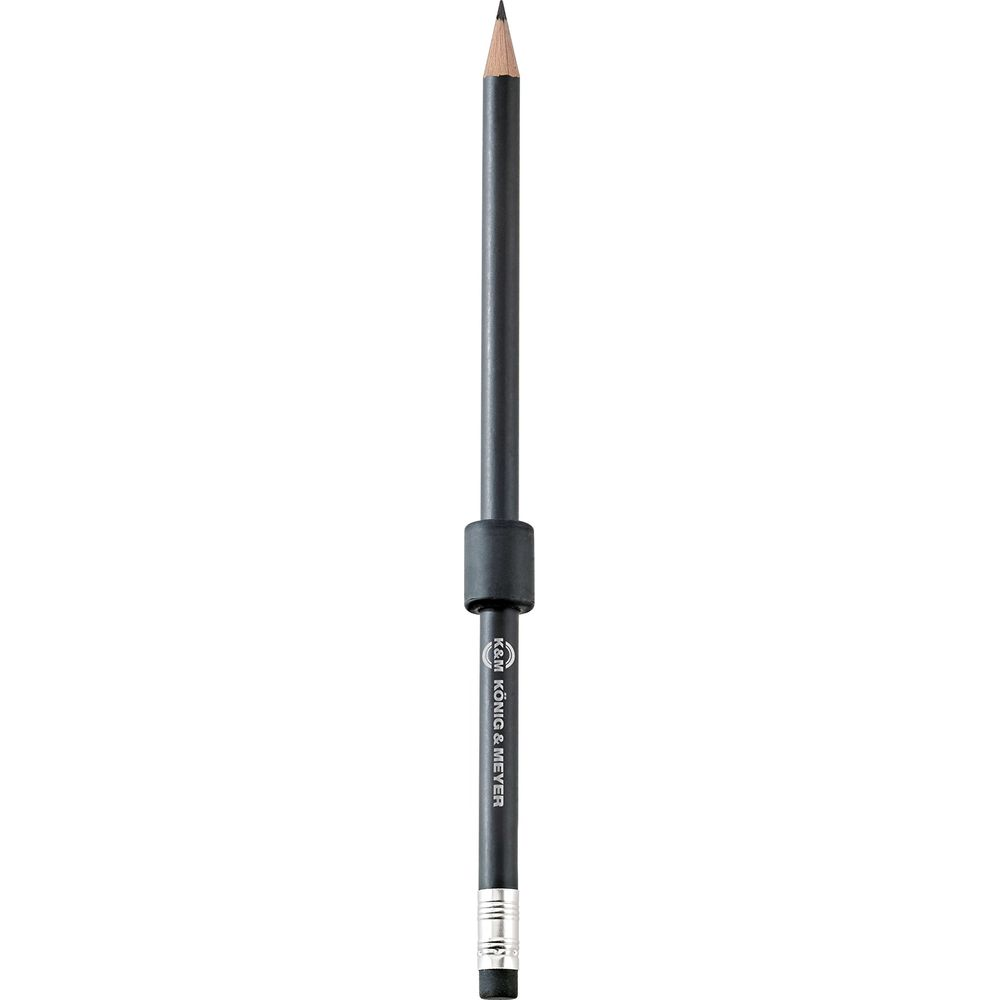 Ein spitzer Bleistift mit einem Griff und einem Radiergummi am Ende.