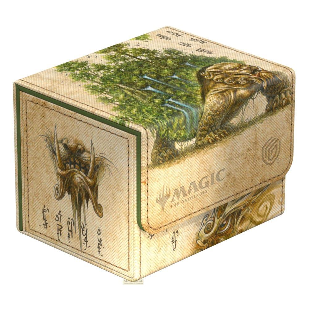 Une boîte de jeu de cartes avec un dragon et une forêt.