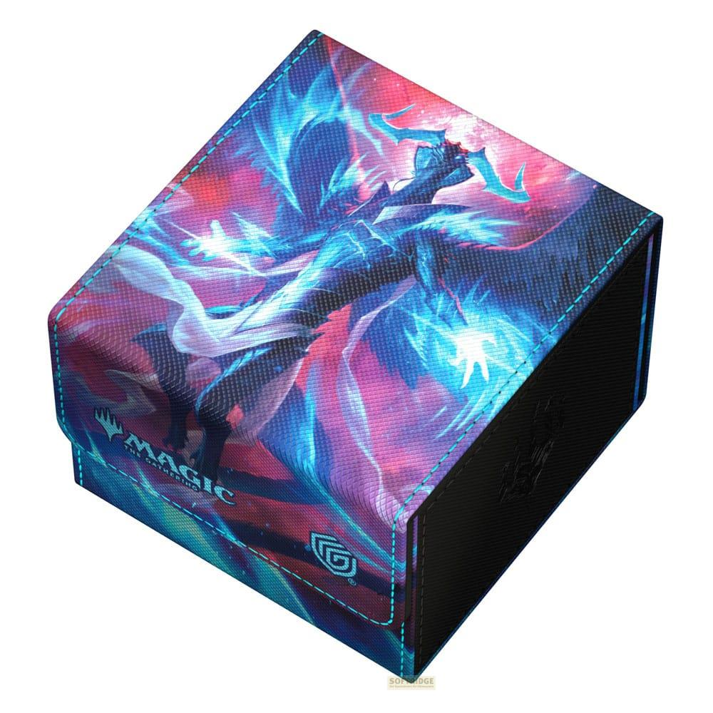 Une boîte de deck Magic the Gathering avec un design de dragon bleu et violet.