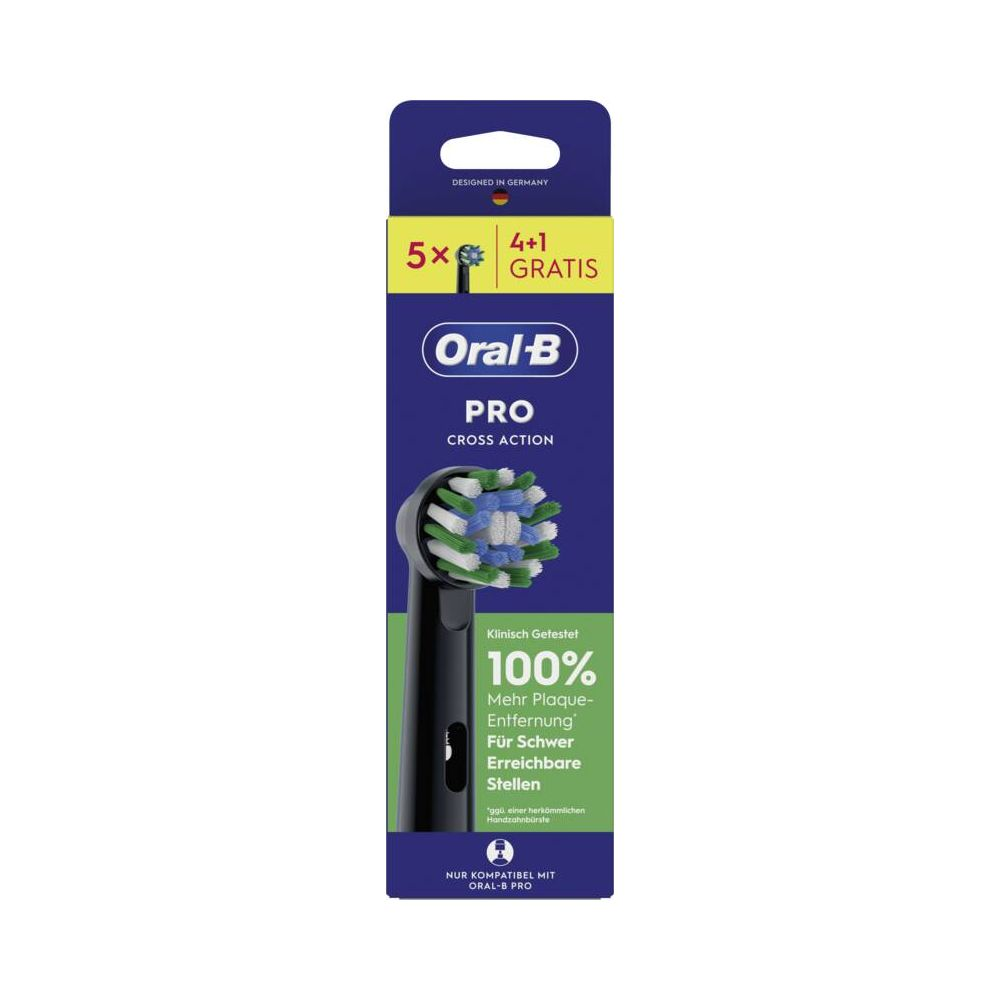 Packung mit Oral-B PRO Cross Action Aufsteckbürsten, 5+1 gratis.