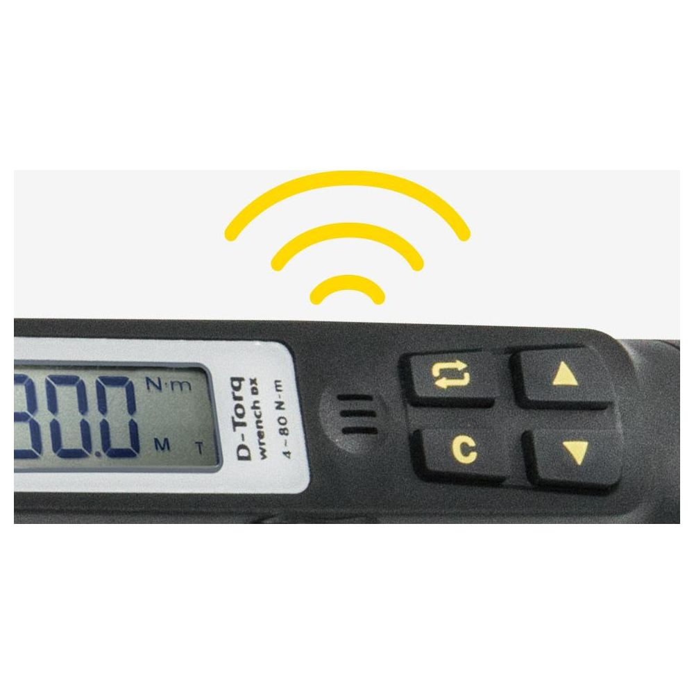 Il display della chiave dinamometrica digitale mostra 30,0 Nm. Pulsanti e simbolo wifi.