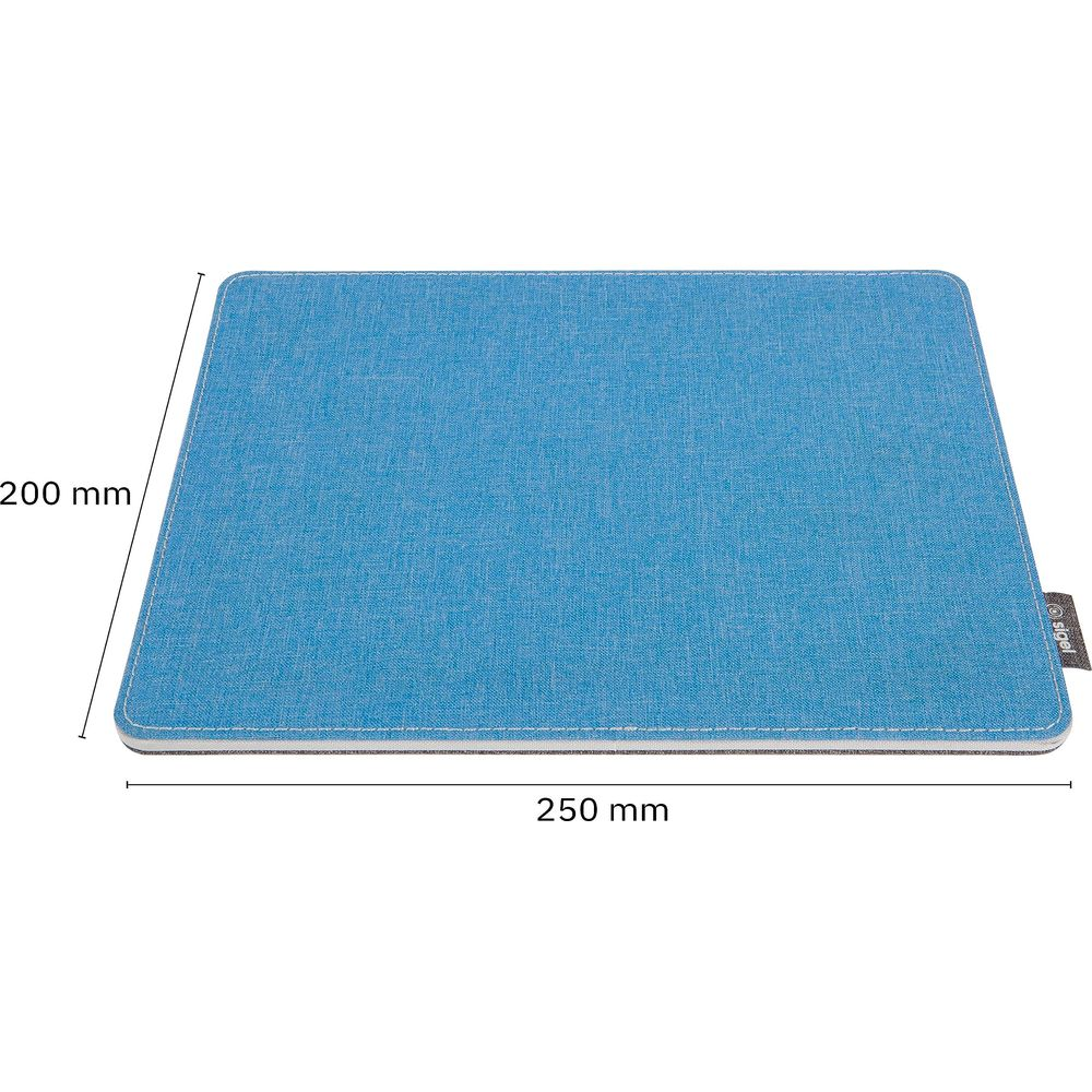 Tappetino per mouse blu, 250x200mm, testurizzato con logo Sigel.