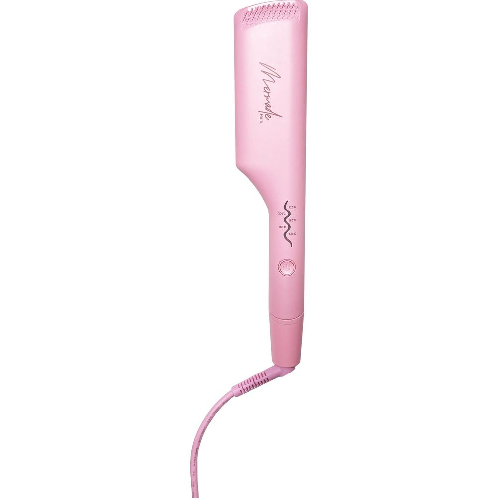 Ein pinker Haarglätter mit dem Schriftzug „Mermade Hair“ und Temperatureinstellungen.