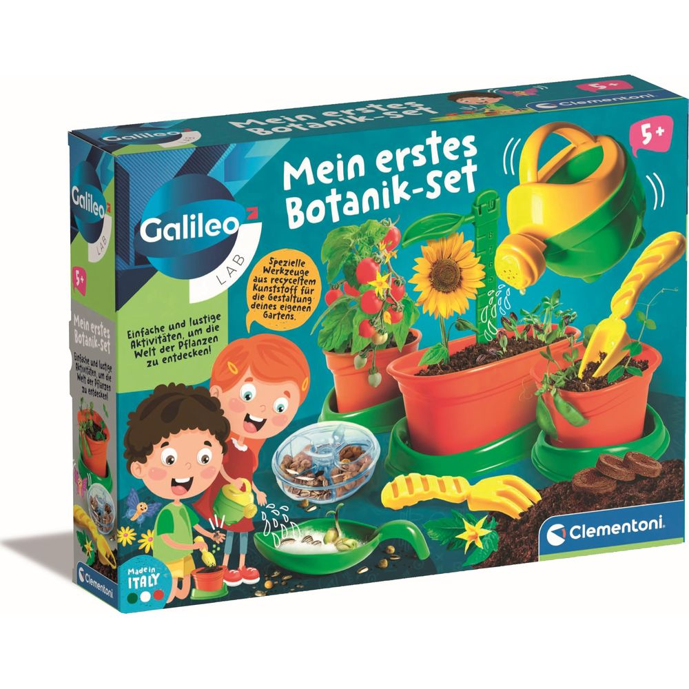 Spielzeug-Set für Kinder zum Gärtnern mit Töpfen, Pflanzen und Werkzeugen.