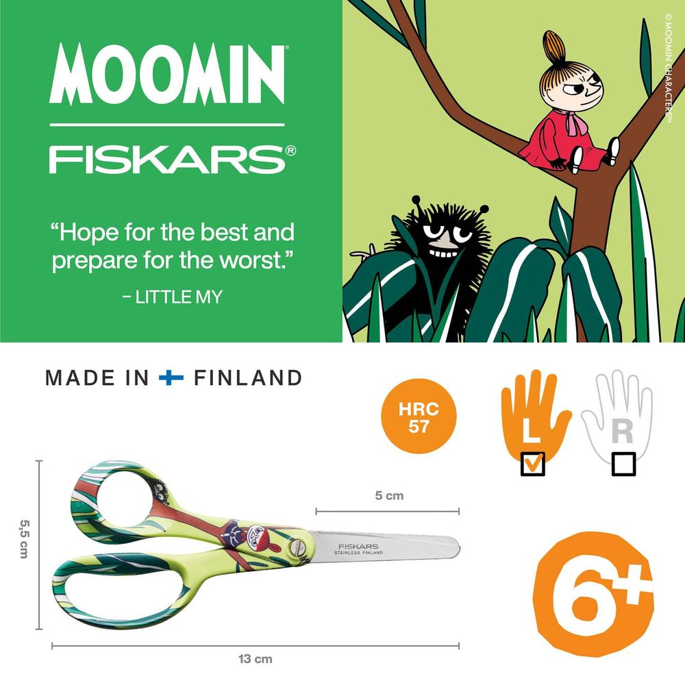Moomin Fiskars Schere: Little My Zitat. Made in Finland. HRC 57.