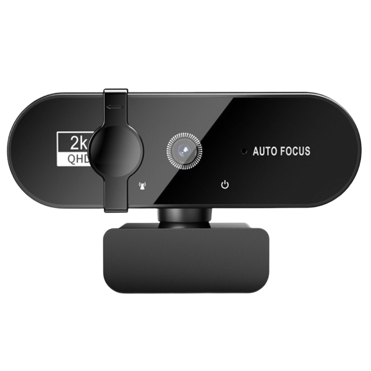 Eine schwarze Webcam mit Clip, Objektiv und 