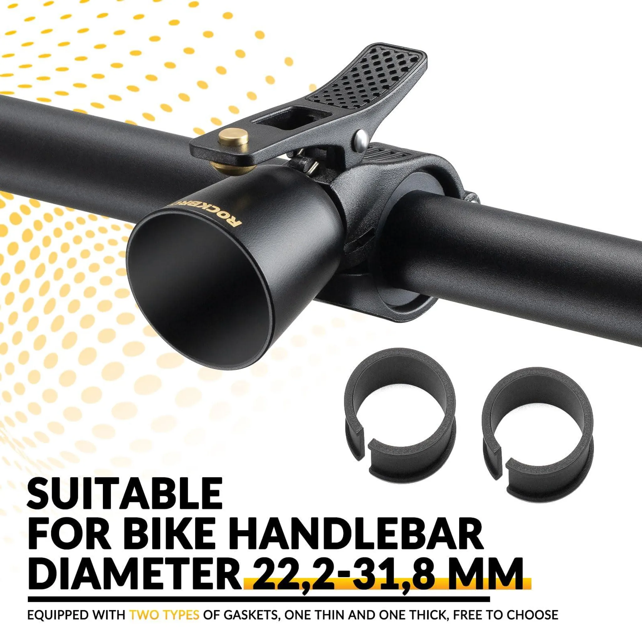 Schwarz Fahrradlenker-Halterung mit zwei Dichtungen, für 22,2-31,8 mm.