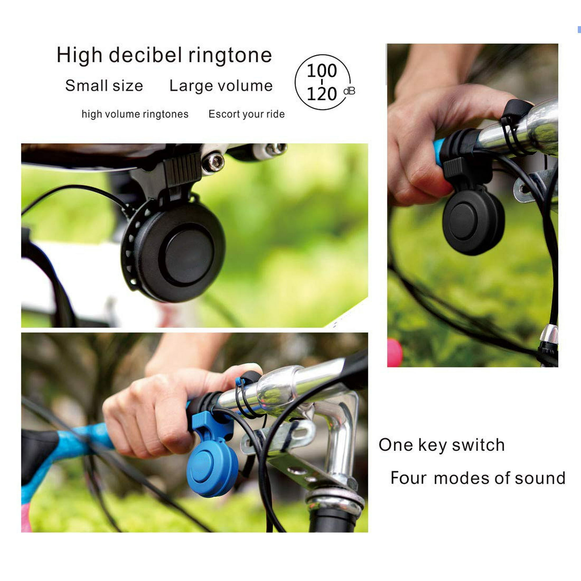 Fahrradklingel mit 100-120 dB, klein und laut, mit Ein-Tasten-Schalter.