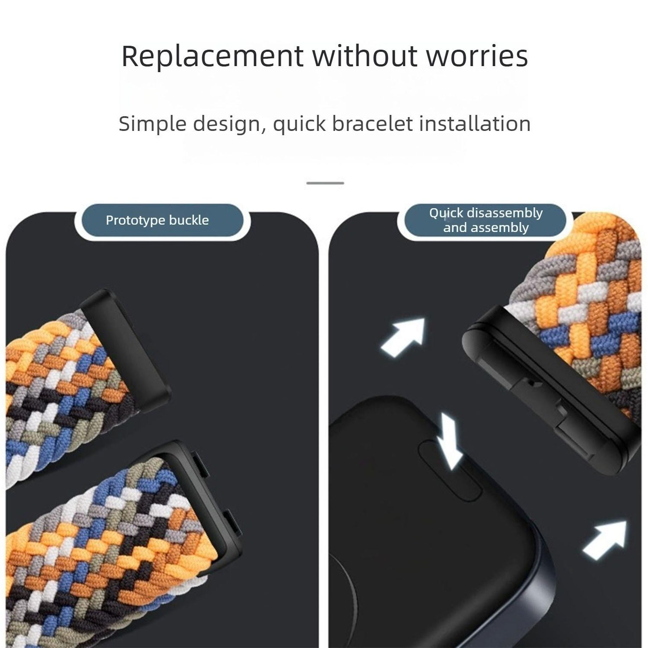 Armband mit geflochtenem Design, Montage und Demontage.