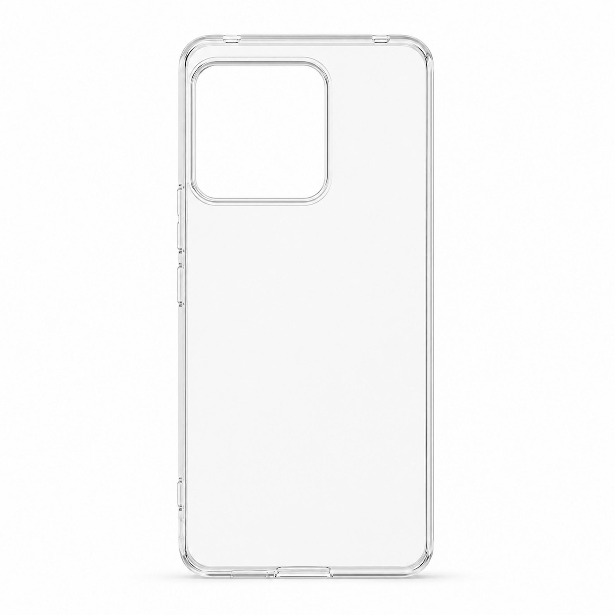Eine transparente Handyhülle mit Ausschnitt für die Kamera auf der Rückseite.